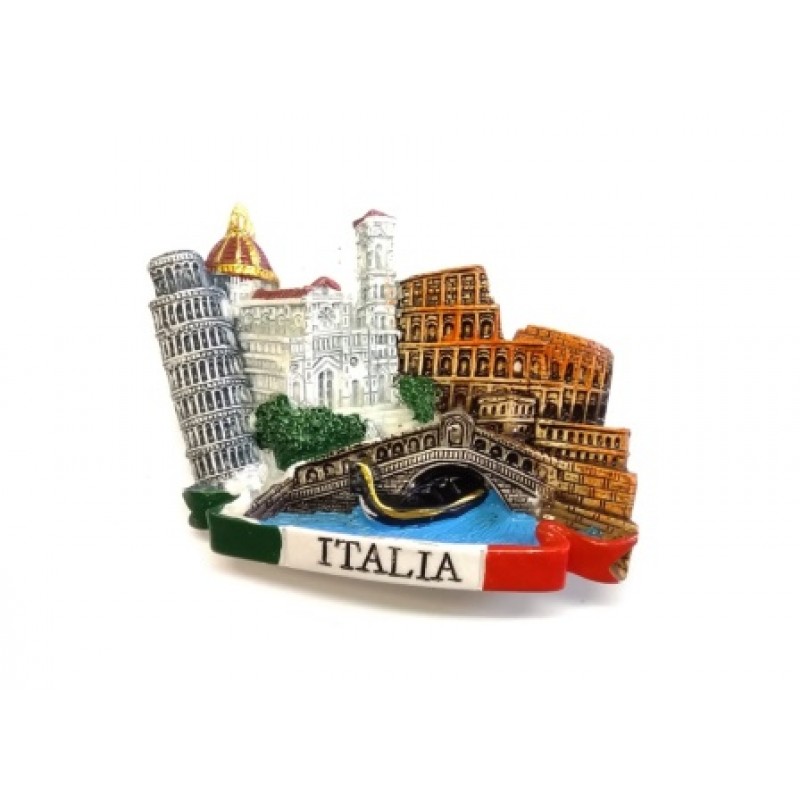 Magnete Decorativo In Legno Napoli: Souvenir Inciso Con Monumenti Italiani Per Frigorifero - 3