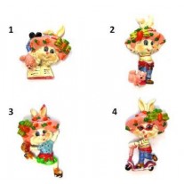 Calamita Magnete Frigo Resina CONIGLIETTI SCUOLA FRIDGE MAGNETS RABBITS SCHOOL