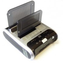 Winstars Dual Docking Station per HDD SATA 3.5" e 2.5" Sim Reader Flash Card Reader USB Hub 2.0 WS-UEC320D2