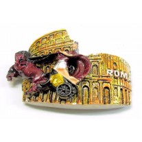 Calamita Magnete Resina"ROMA COLOSSEO CON BIGA" Fridge Magnet Souvenir