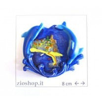 Calamita Magnete Frigo Fridge Magnets  PAESAGGIO MARE CON DOPPIO DELFINI SU ONDA  