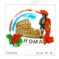 Calamita Frigo Magnete Souvenir "ROMA- COLOSSEO GLADIATORE CON ROSA" Fridge Magnet  SOUVENIR Italy