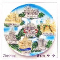 Calamita Frigo Magnete Souvenir "ROMA PIATTO VATICANO + 6 MONUMENTI " Fridge Magnet From Italy