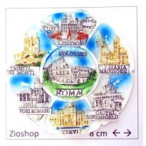 Calamita Frigo Magnete Souvenir "ROMA PIATTO 7 MERAVIGLIE"Fridge Magnet From Italy