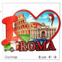 Calamita Frigo Magnete Souvenir "ROMA I LOVE ROMA PRINT COLOSSEO TREVI" Fridge Magnet From Italy