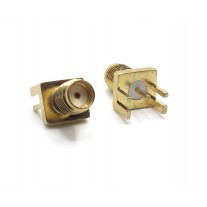 CONNETTORE COASSIALE RF SMA FEMMINA A PANNELLO PCB "L" SOLDER PTFE