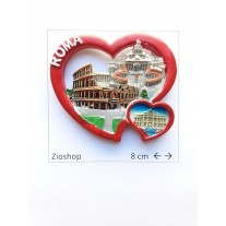Souvenir From Italy Rome Calamita Frigo Fridge Magnets ROMA - "Double heart" Trio Luoghi Fantastici