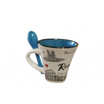 TAZZA PICCOLA CON CUCCHIAIO ROMA BASE QUADRATA ARROTONDATA 5682