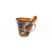 TAZZA PICCOLA CON CUCCHIAIO ROMA BASE QUADRATA ARROTONDATA  5684