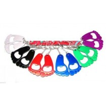 Set di 12 Portachiavi Apribottiglia "PIEDONE" colori vari. 