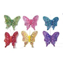 SET DI 12 FARFALLE COLORATISSIME PIUME CALAMITATE ARTIGIANALI DECORATIVE ADDOBBI 
