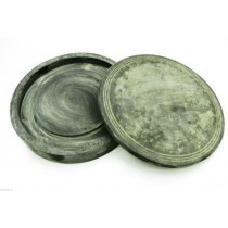 CALAMAIO CINESE IN PIETRA PER STUDI DI CALLIGRAFIA CON CHINA ROTONDO DIAM:15cm