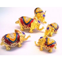 FAMIGLIA 5 ELEMENTI ELEFANTI COISONNE PORTAGIOIE PORTAFORTUNA