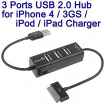 USB 2.0 HUB 3 PORTE E CONNETTORE IPHONE IPAD SINCRO E CHARGER  CARICA - DATA