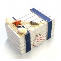 Scatola in legno Bauletto Marinaro con Conchiglie e Stella Marina – Stile Nautico 