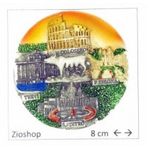 Calamita Frigo Magnete Souvenir "ROMA PIATTO TRAMONTO 5 MERAVIGLIE  " Fridge Magnet  From Italy