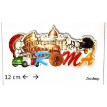 Calamita Frigo Magnete Souvenir "ROMA- PRINT COLOSSEO VATICANO CAR ELMO" Fridge Magnet  From Italy