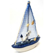 BARCA A VELA ARTIGIANALE IN LEGNO RESINA E TELA 3 MODELLI 15Cm WINDSURFING