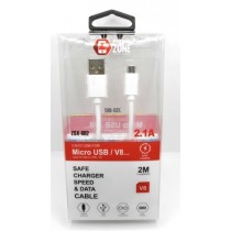 CAVO MICRO USB ALTA QUALITA' 2Mt TPE BIANCO 2.1A MAX V8