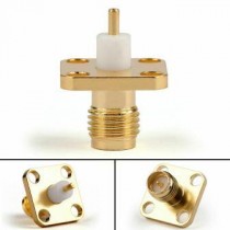 CONNETTORE RP-SMA FEMMINA PANNELLO FLANGIA 4 FORI SALDATURA PTFE