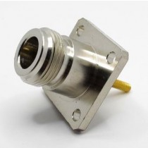 CONNETTORE COASSIALE TIPO N A FLANGIA PANNELLO 4 FORI CON VITE FILETTATA
