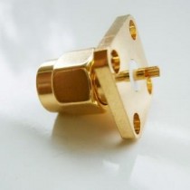 CONNETTORE COASSIALE SMA MASCHIO FLANGIA PANNELLO 4 FORI BULKHEAD