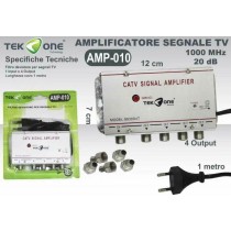 Amplificatore segnale antenna TV DIGITALE TERRESTRE via cavo 4 USCITE +20dB