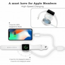 CARICABATTERIE Cavo 2 in 1 USB Qi stazione di ricarica senza fili per iPhone iWatch