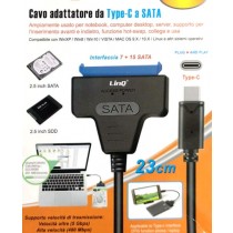 ADATTATORE CONNETTORE CAVO USB TYPE-C PER SATA HARD DISK 2,5" 