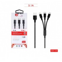 3 IN 1 CAVO RICARICA USB LIGHTNING TYPE C MICRO USB 3.1A DOPPIO RIVESTIMENTO