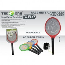 RACCHETTA RICARICABILE FULMINA ZANZARE ANTIZANZARE MOSCHE E INSETTI LED