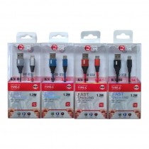 CAVO USB TYPE-C TIPO C 1.2 Mt DOPPIO RIVERTIMENTO NYLON E TPE 3.1A MULTICOLORE