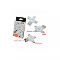 LETTORE DI MEMORY CARD 4IN1 LIGHTNING TYPE-C MICRO USB USB-A