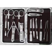 Set completo per cura manicure e pedicure in acciaio inossidabile con custodia 14 pezzi