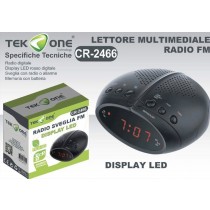 TEKONE Radio Sveglia Digitale FM Display a LED PLL Rosso Allarme FM AM Snooze CR-2466