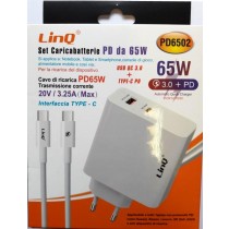 LINQ SET CARICABATTERIA PD (POWER DELIVERY) DA 65W + QC 3.0 COMPATIBILE CON LAPTOP PD:HUAWEI XIAOMI LENOVO HP DELL ASUS PD6502
