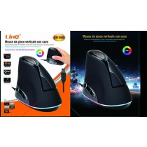 Mouse Ottico Verticale da Gioco Gaming Ergonomico con Cavo Illuminazione LED 6 Pulsanti