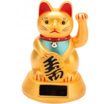Gatto Portafortuna Maneki Neko Alimentato ad energia Solare Braccio Dondolante