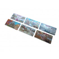 Set 6 Calamita Magnete Frigorifero Fridge Magnets Print Stampe 3D a Rilievo Effetto Riflesso Luce Con Filamento Argenteo ed Oro