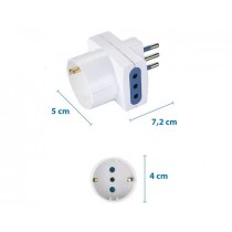 Adattatore Tripla Spina 10A 2 Prese Italiane 10A + 1 Presa Schuko 10A Bianco C-XSL1105