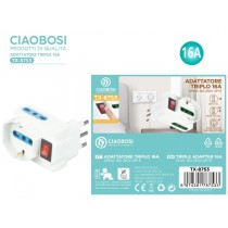 CiaoBosi Adattatore Triplo 16A con Interruttore TX-8753