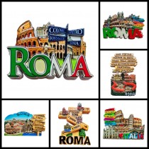 COMPOSIZIONE "22X" - 6 PEZZI DI CALAMITE MAGNETI PER FRIGO SOUVENIR ROMA "Tutte le strade portano a Roma" ITALIA 