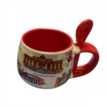 Tazza Tazzine da Caffe' con Cucchiaino Souvenir Ricordi Viaggio Roma Ceramica 6426 5,5*10* H 6cm cucchiaino 8cm