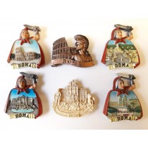 COMPOSIZIONE 4D - 6 PEZZI DI CALAMITE Magnete PER Frigo SOUVENIR DI Roma  ITALIA  Souvenir From Rome  Italy