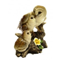 BOMBONIERA STATUETTA RESINA BARBAGIANNI CON CUCCIOLI OWL PORTAFORTUNA H:18