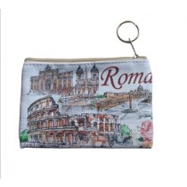 6 x Borsellino Portamonete Souvenir Ricordi Viaggi Roma Italy Con Zip Cerniera
