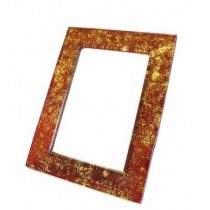 IDEA REGALO CORNICE ARTIGIANALE FOTOGRAFICA  IN VETRO ROSSO "GOLDEN PASSION"