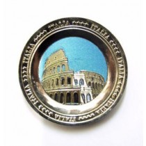 Calamita Frigo Magnete "ROMA COLOSSEO PIATTO" Metal Fridge Magnet Souvenir Italy