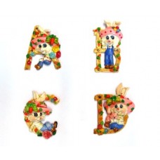 CALAMITA MAGNETE FRIGO RESINA CONIGLIETTI ALFABETO;FRIDGE MAGNETS RABBITS ALPHABET