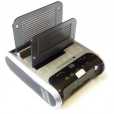 Winstars Dual Docking Station per HDD SATA 3.5" e 2.5" Sim Reader Flash Card Reader USB Hub 2.0  WS-UEC320D2